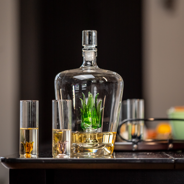 Tequila Decanter Tequila Glasses Set with Agave Decanter and 6 Agave Shot Glass With Stand, Perfect for Gifts for Tequila Lovers, 750mL Bottle, 3 OZ Shot Glass Party Decorations Cinco De Mayo (Agave)-1